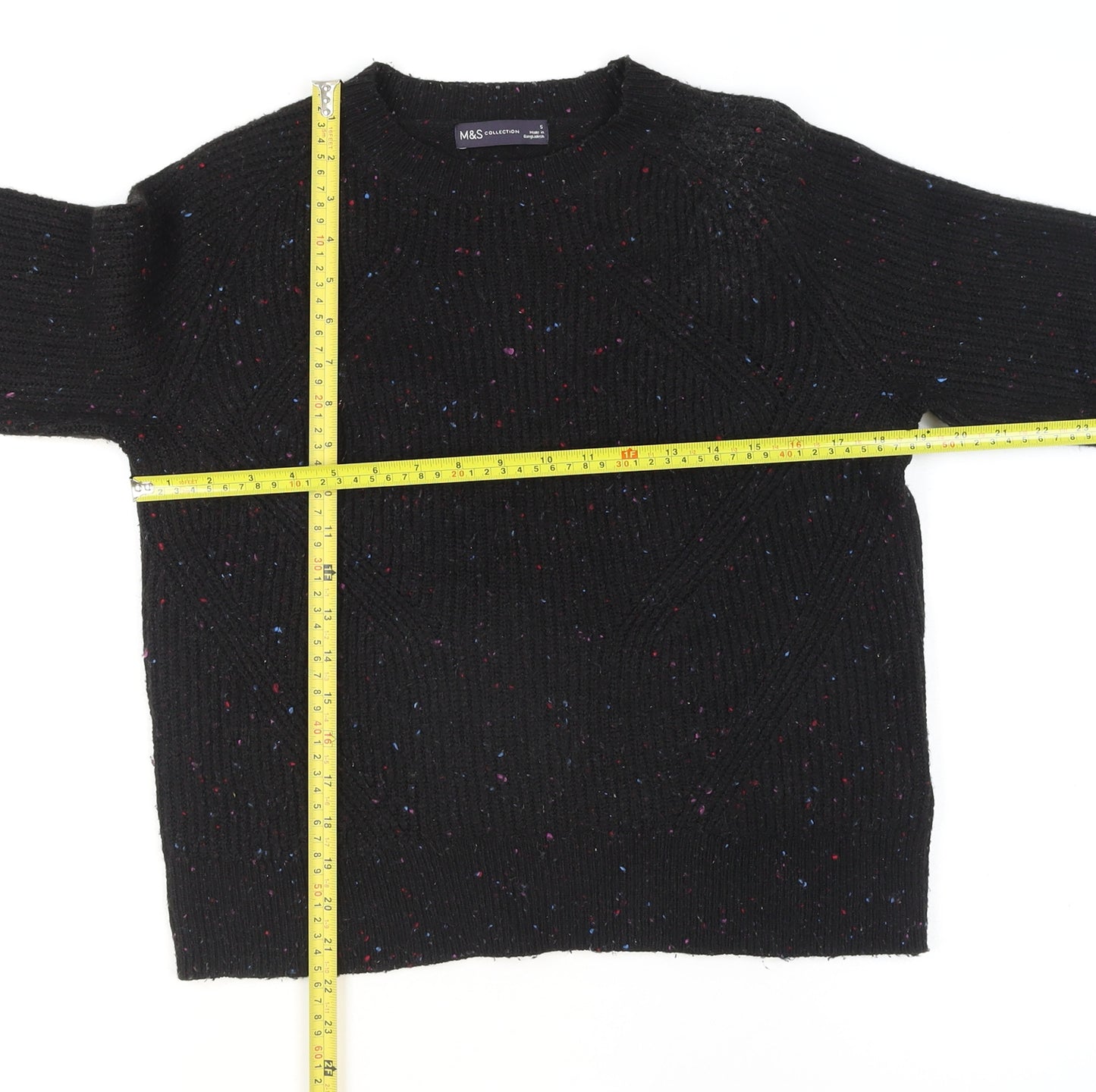 Marks and Spencer Womens Black Chunky Knit Wool Jumper Size S