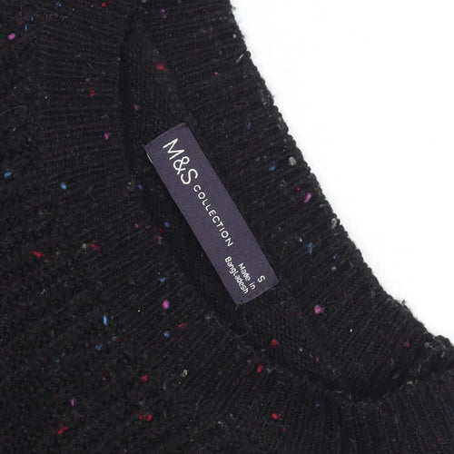 Marks and Spencer Womens Black Chunky Knit Wool Jumper Size S
