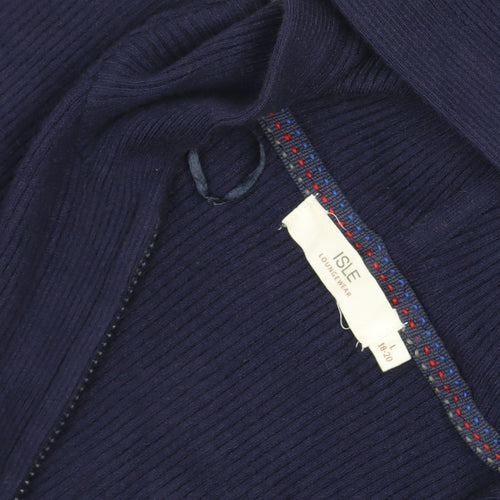 ISLE Womens Blue Red Striped Hooded Full Zip Knit Jumper Size 18-20