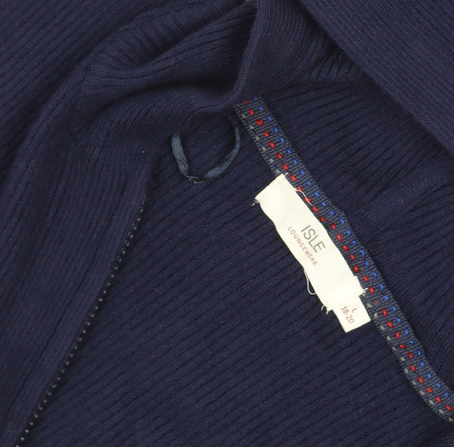 ISLE Womens Blue Red Striped Hooded Full Zip Knit Jumper Size 18-20