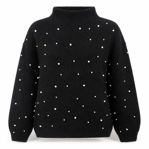 Marks and Spencer Women's Black Beaded Roll Neck Knit Jumper XS