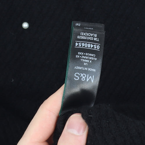 Marks and Spencer Women's Black Beaded Roll Neck Knit Jumper XS