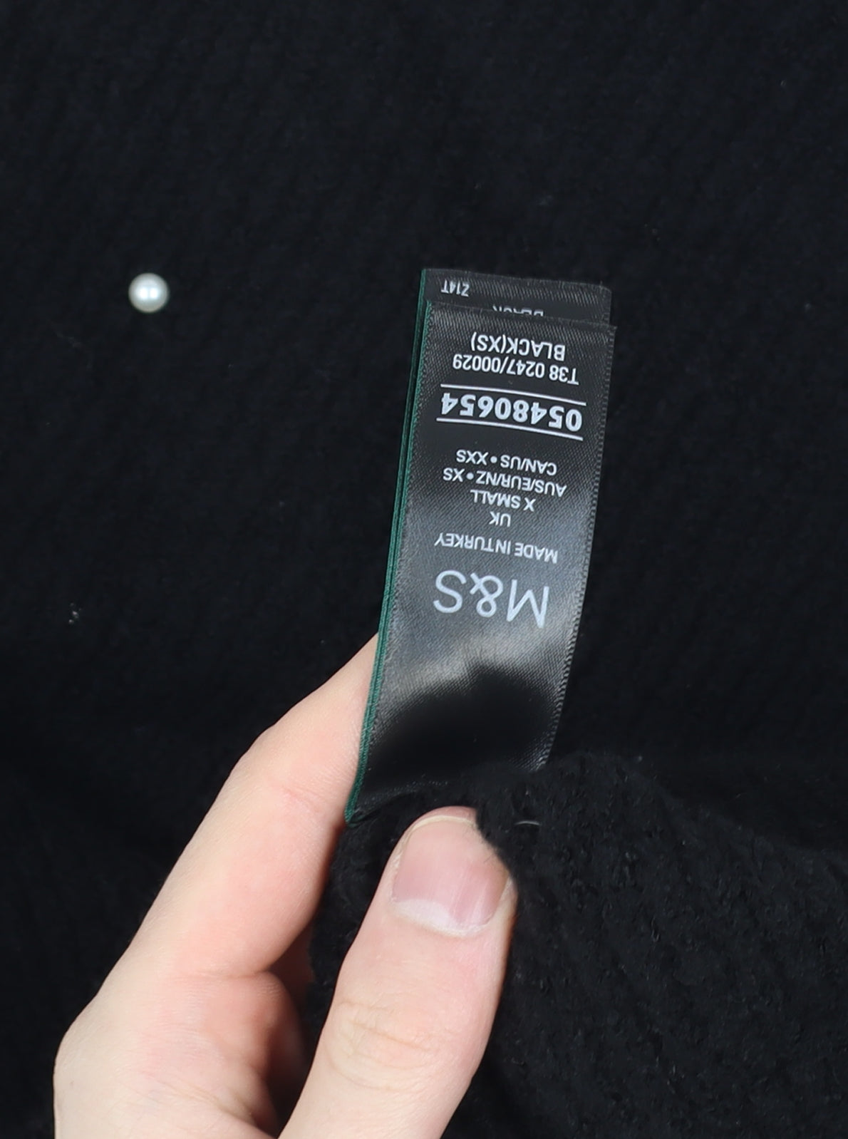 Marks and Spencer Women's Black Beaded Roll Neck Knit Jumper XS