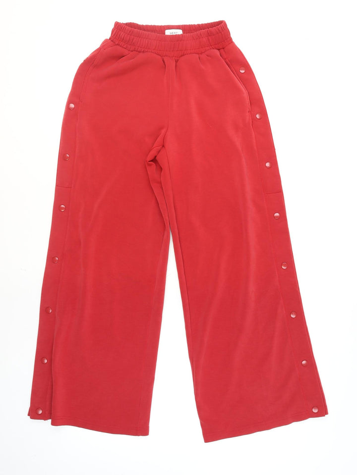 Next Women's Red Track Pants Size 6R Elastic Waist Snap Side