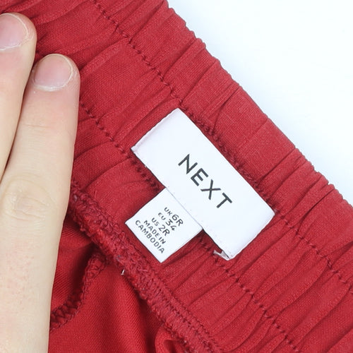 Next Women's Red Track Pants Size 6R Elastic Waist Snap Side