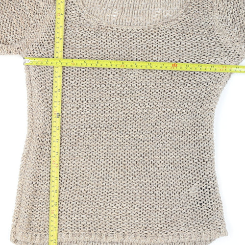 Next Women’s Beige Open-Knit Cotton Pullover Jumper Size S
