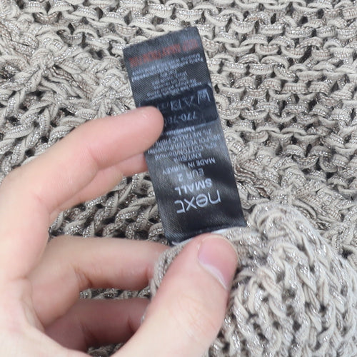 Next Women’s Beige Open-Knit Cotton Pullover Jumper Size S