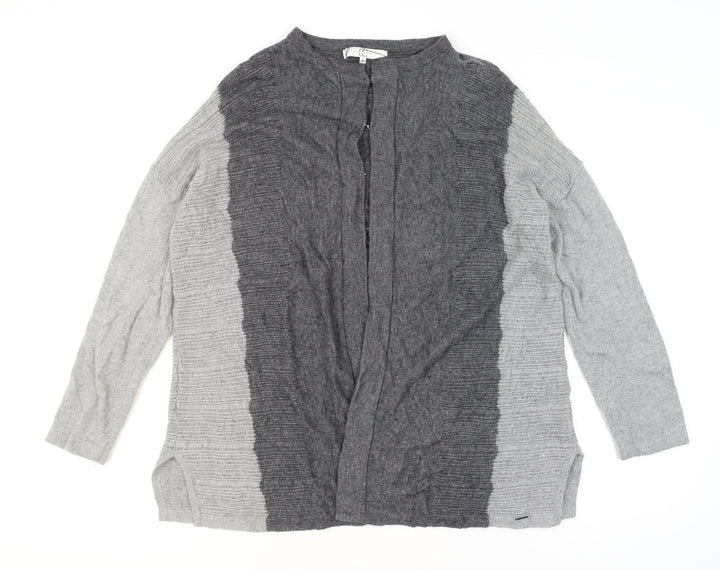 Country Casuals Women Grey Wool Blend Cardigan M Round Neck Knit