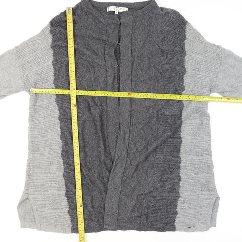 Country Casuals Women Grey Wool Blend Cardigan M Round Neck Knit