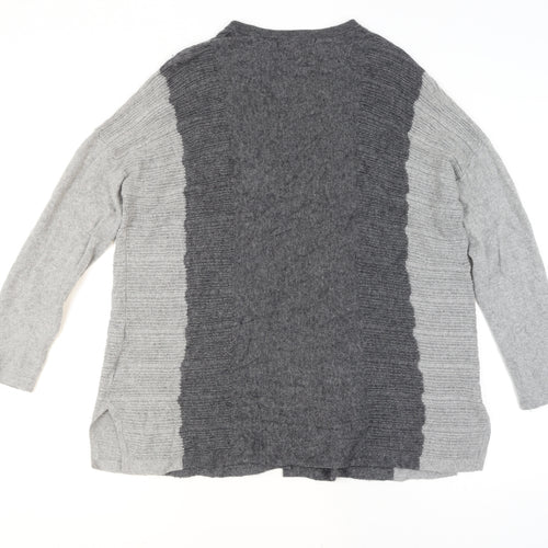 Country Casuals Women Grey Wool Blend Cardigan M Round Neck Knit
