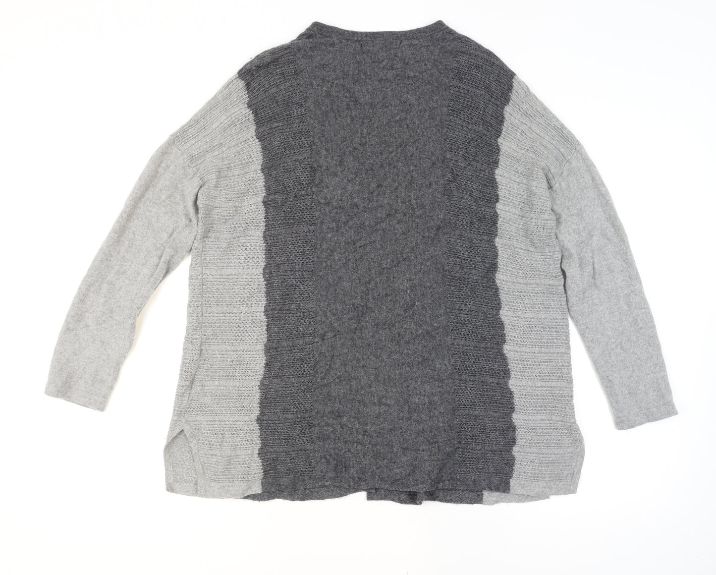 Country Casuals Women Grey Wool Blend Cardigan M Round Neck Knit