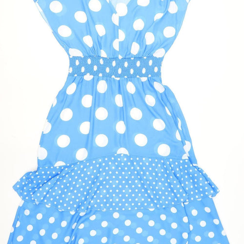 Kaleidoscope Women's Blue Polka Dot Strapless Bodycon Dress Size 14