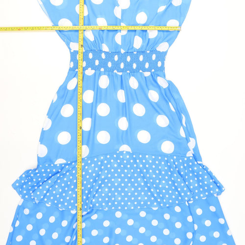 Kaleidoscope Women's Blue Polka Dot Strapless Bodycon Dress Size 14