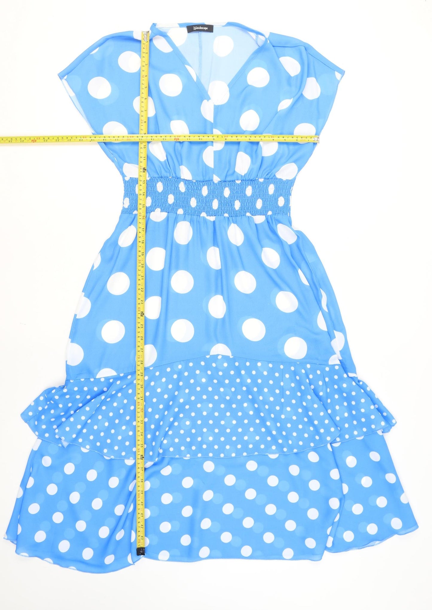 Kaleidoscope Women's Blue Polka Dot Strapless Bodycon Dress Size 14