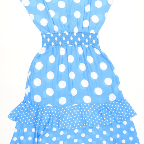 Kaleidoscope Women's Blue Polka Dot Strapless Bodycon Dress Size 14
