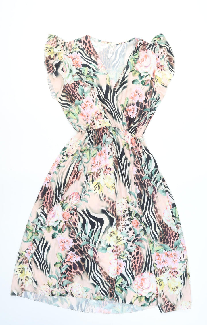 Stella Morgan Women’s Multicoloured Floral Animal Print Midi Wrap Dress S
