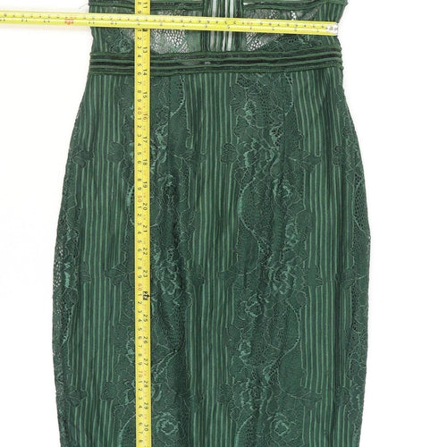 PrettyLittleThing Women’s Green Lace Bodycon Midi Dress Size 10