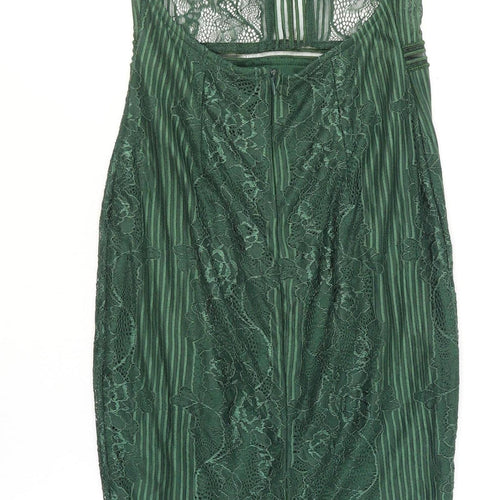 PrettyLittleThing Women’s Green Lace Bodycon Midi Dress Size 10