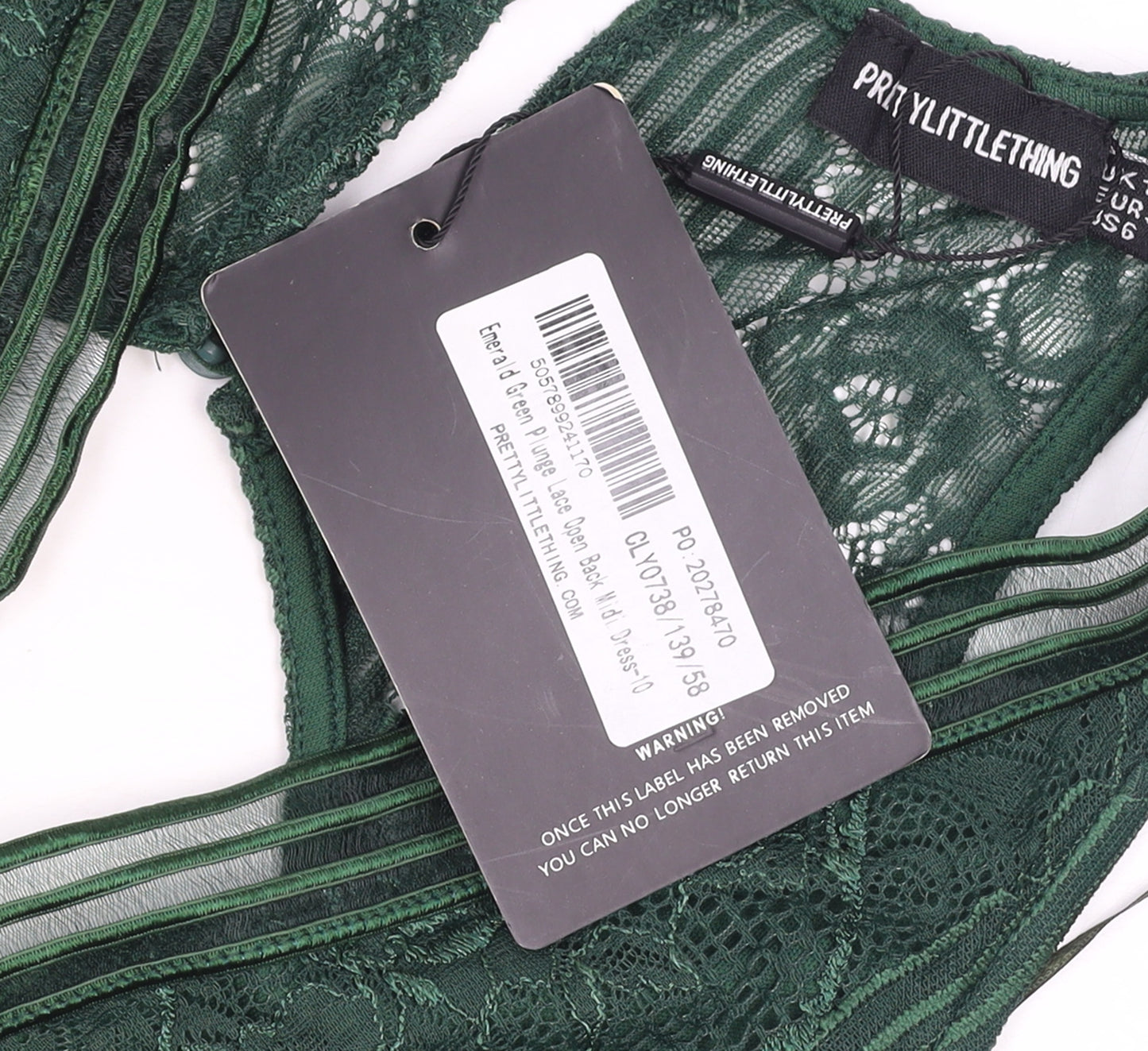 PrettyLittleThing Women’s Green Lace Bodycon Midi Dress Size 10