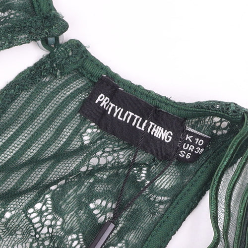 PrettyLittleThing Women’s Green Lace Bodycon Midi Dress Size 10