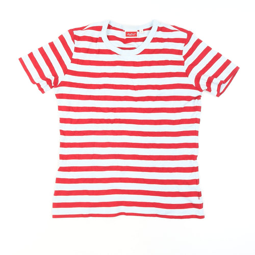 Valentino Rudy Women's Red Striped Cotton T-Shirt Size 2