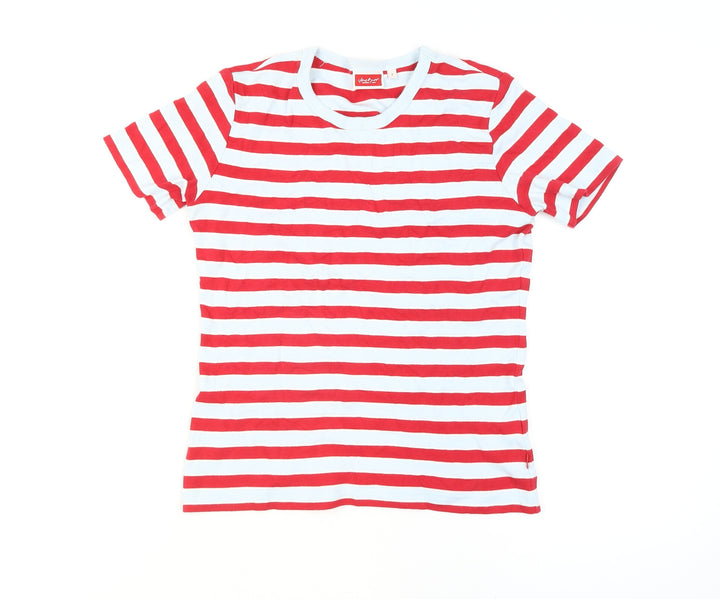 Valentino Rudy Women's Red Striped Cotton T-Shirt Size 2