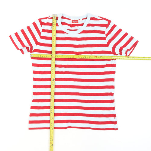 Valentino Rudy Women's Red Striped Cotton T-Shirt Size 2