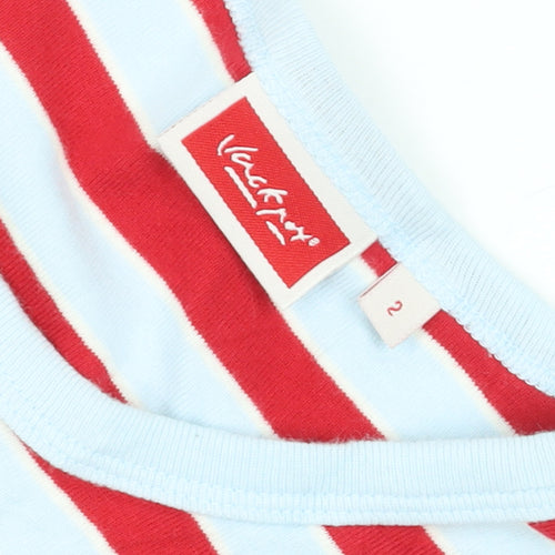 Valentino Rudy Women's Red Striped Cotton T-Shirt Size 2