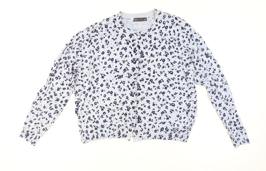 Marks and Spencer Womens Blue Animal Print Cardigan Size 20