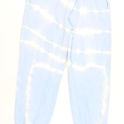 Bershka Women Blue Tie Dye Jogger Size 8 Cotton Blend Activewear Trousers