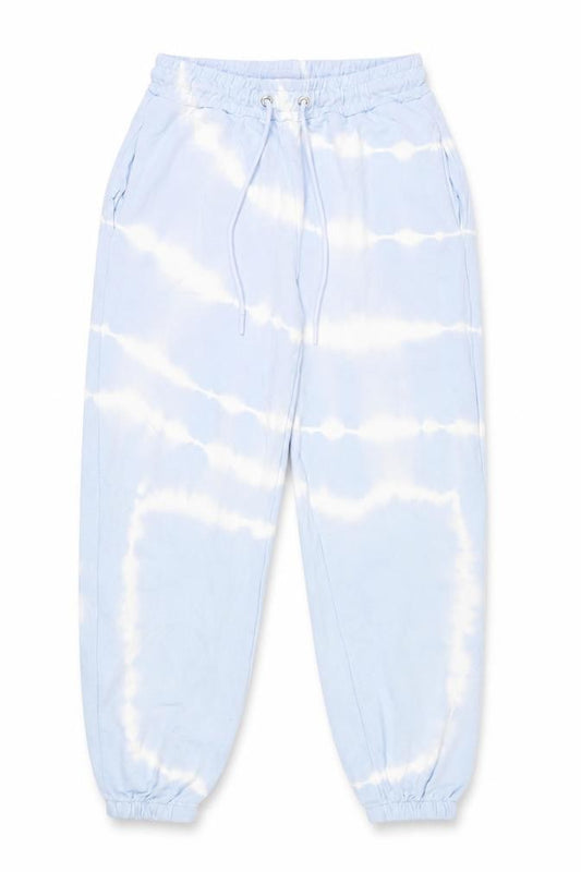Front view of Bershka Women Blue Tie Dye Jogger, size 8, Cotton Blend Activewear Trousers