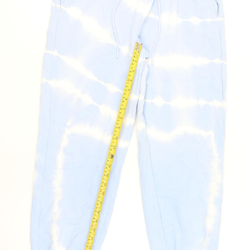 Bershka Women Blue Tie Dye Jogger Size 8 Cotton Blend Activewear Trousers