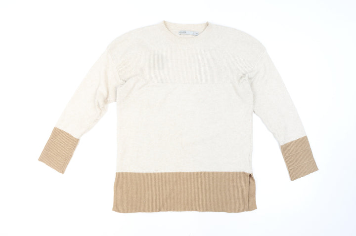 Oasis Unisex Beige Small Pullover Knit Crew Neck Jumper