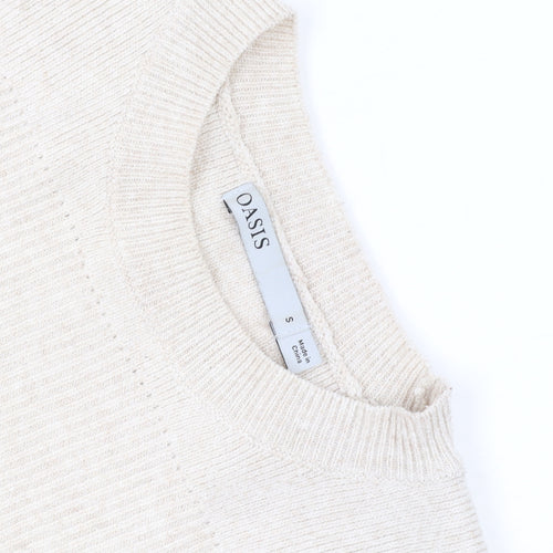 Oasis Unisex Beige Small Pullover Knit Crew Neck Jumper