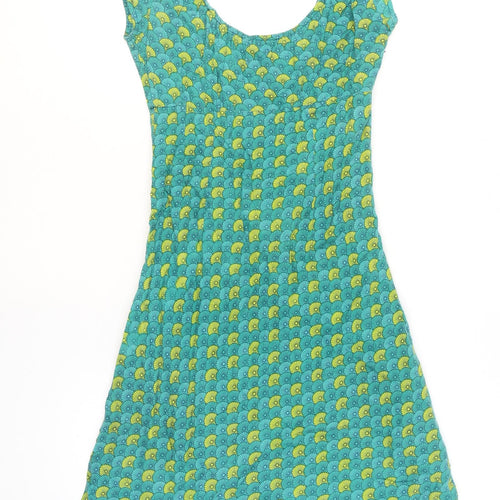 Pranella Women's Green A-Line Cotton Summer Dress Size M