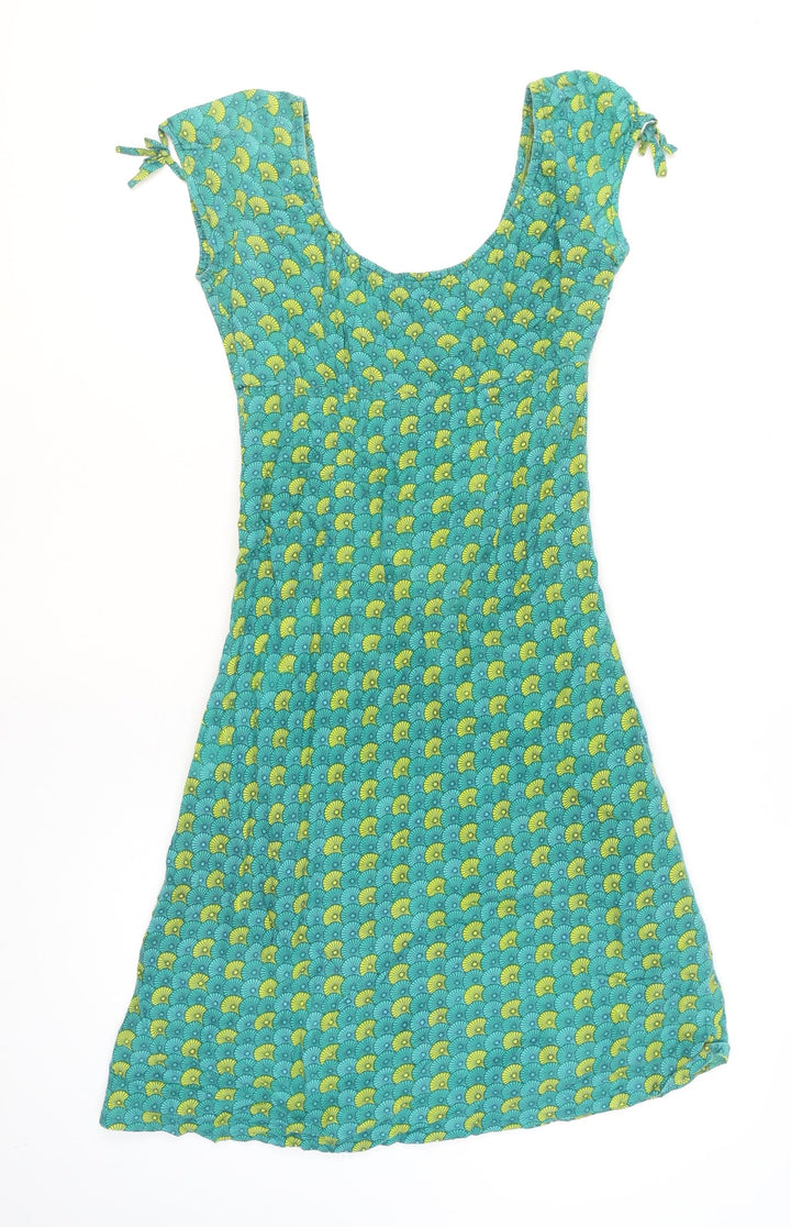 Pranella Women's Green A-Line Cotton Summer Dress Size M