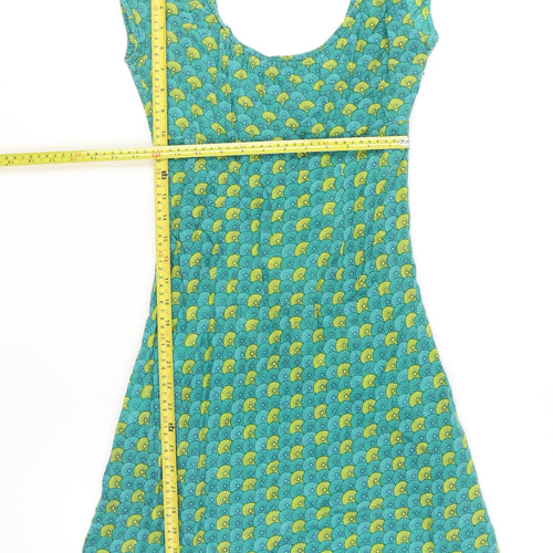 Pranella Women's Green A-Line Cotton Summer Dress Size M
