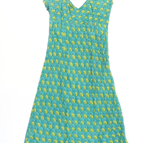 Pranella Women's Green A-Line Cotton Summer Dress Size M