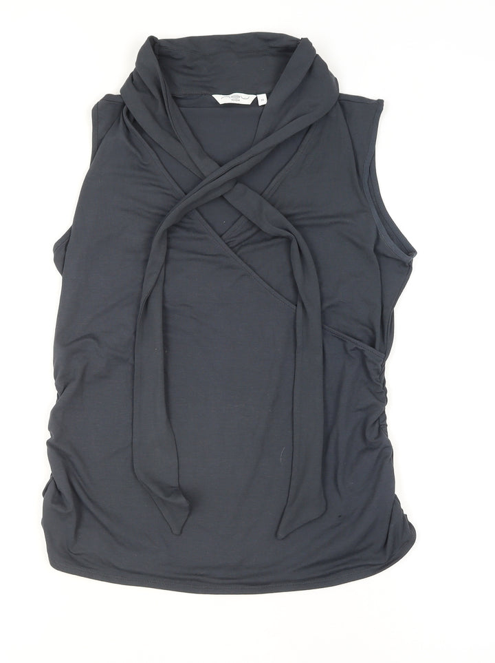 Look Women's Black Jersey Wrap Sleeveless Cowl Neck Tank Top Size 18