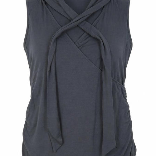 Look Women's Black Jersey Wrap Sleeveless Cowl Neck Tank Top Size 18