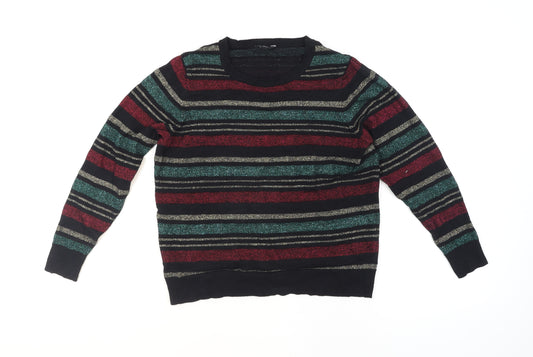 M&Co Women’s Petite Multicoloured Striped Metallic Knit Jumper Size 12