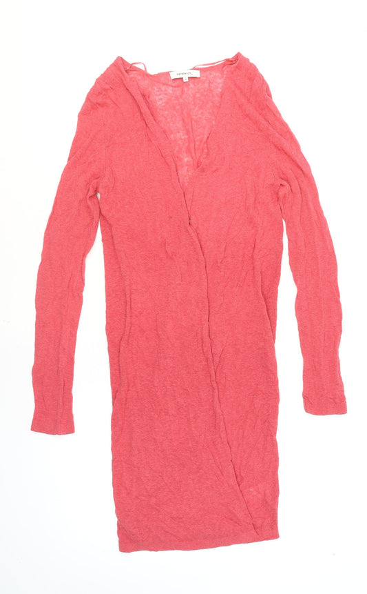 Sandwich Womens Pink V-Neck Long Sleeve Knit Cardigan M