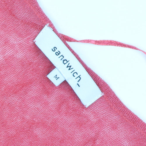 Sandwich Womens Pink V-Neck Long Sleeve Knit Cardigan M
