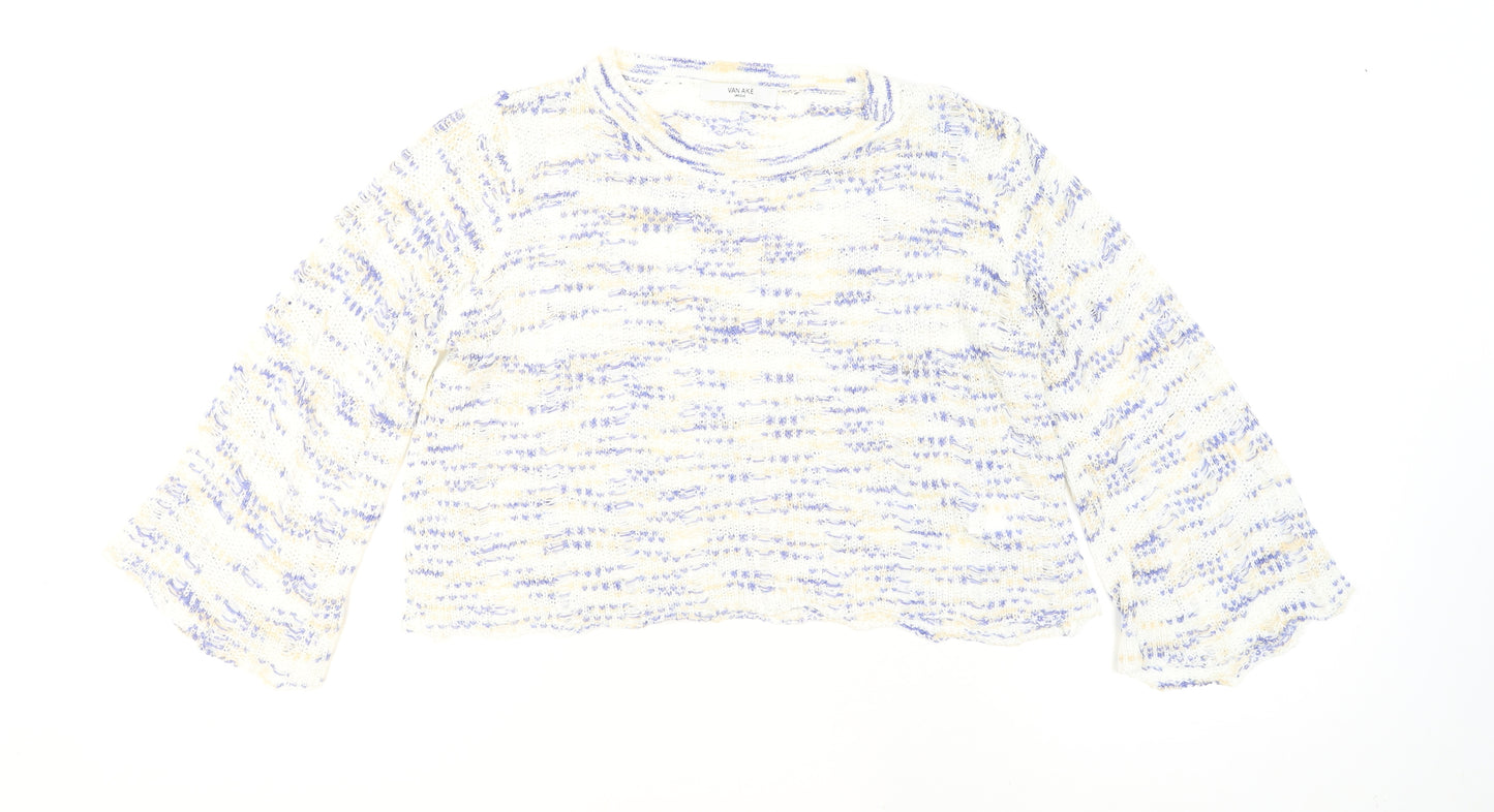 VAN AKE Women’s Multicoloured Open-Knit Pullover Jumper One Size