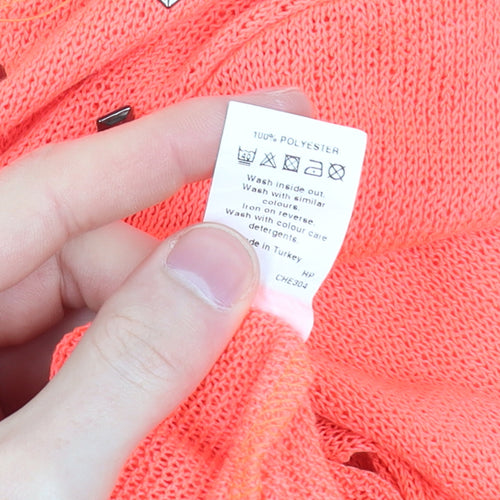 River Island Women's Orange Studded Knit 3/4 Sleeve T-Shirt Size 8