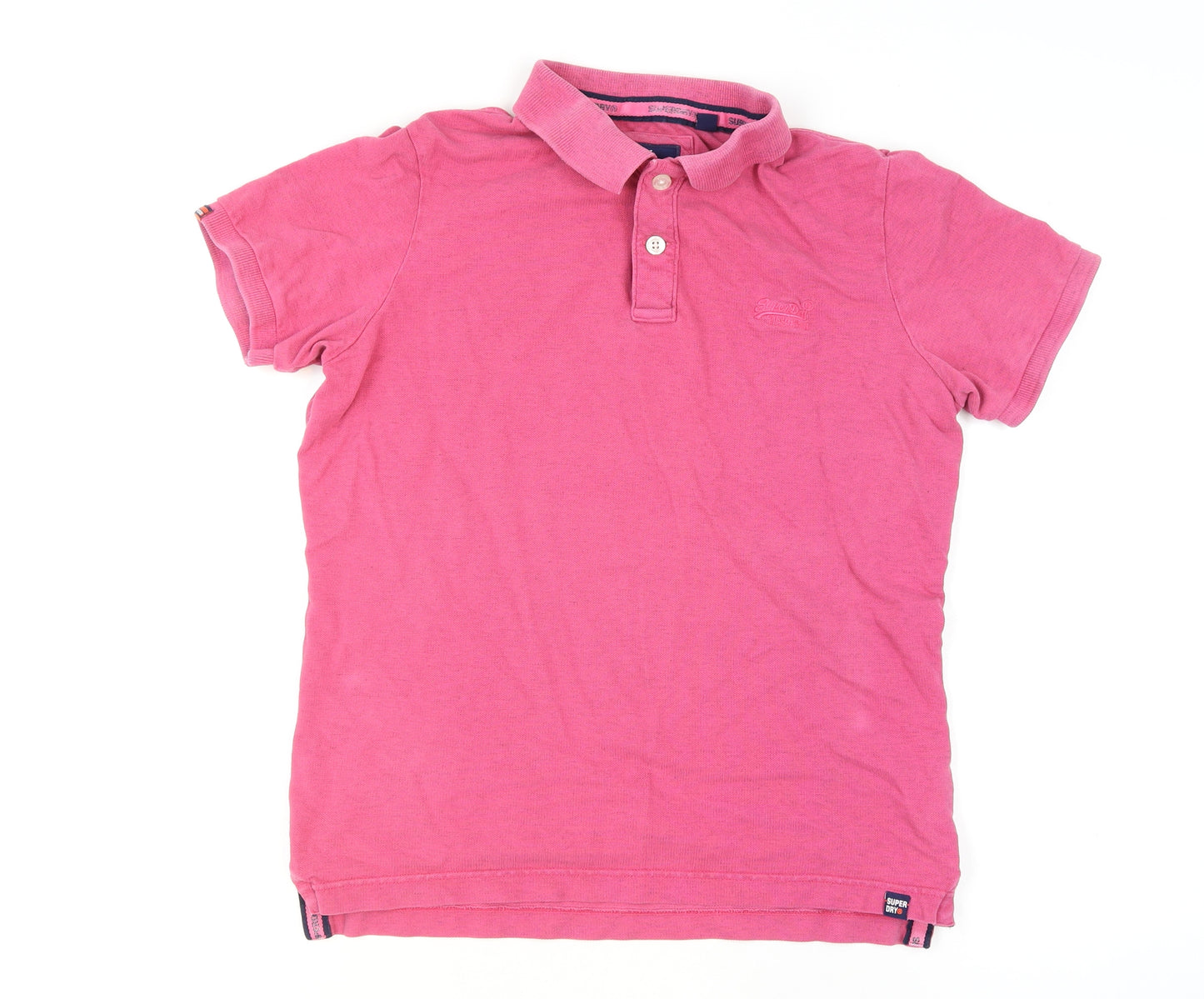 Superdry Men’s Pink Cotton Short Sleeve Polo Shirt Size L