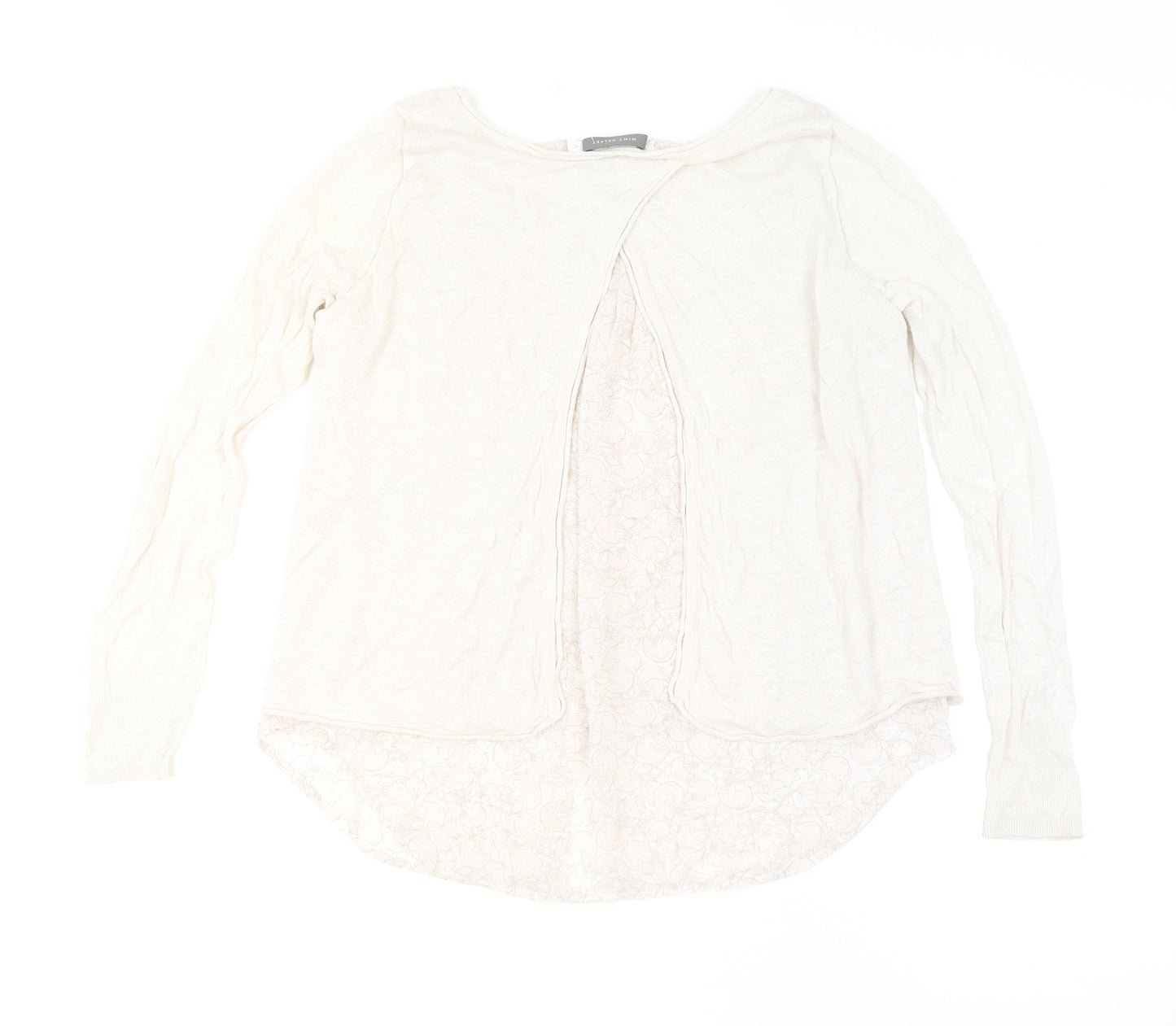 Mint Velvet Women's Ivory Linen Floral Tunic Blouse Size 10