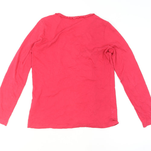 Lakeland Women's Pink Crochet Button Long Sleeve Tunic Blouse Size 12