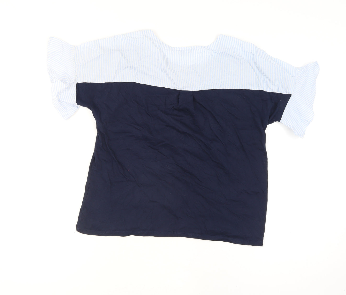 Warehouse Women's Blue Colourblock Cotton T-Shirt Size 12