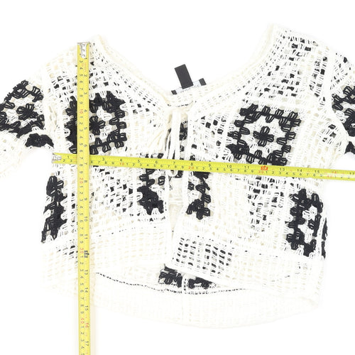 New Look Women’s White Crochet Open-Knit Boho Cardigan Size S